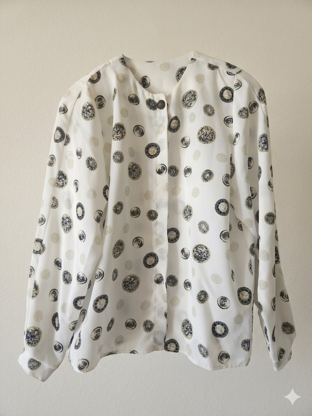 Vintage New Old Stock (NOS) Town & Country Circular Print Blouse